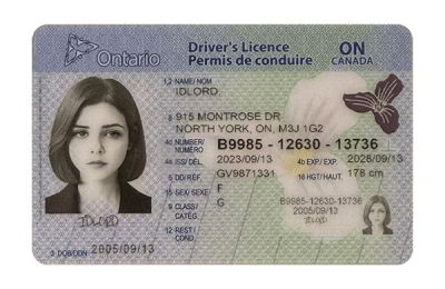 Ontario Fake id front side